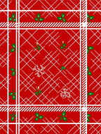 Warm Red Holly Snowflake Plaid Rug