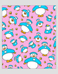 Charming Blue Penguin Pink Background Repeat Rug
