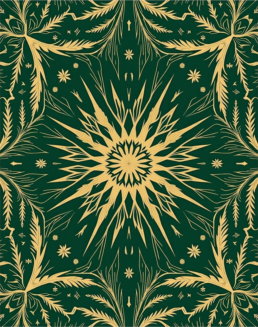 Emerald Golden Floral Mandala Rug