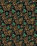 Golden Palm Fronds Green Foliage Rug