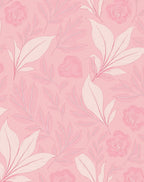 Soft Pink Floral Leaf Arrangement Rug