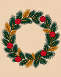 Festive Green Fir Red Sphere Wreath Rug