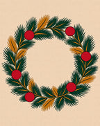 Festive Green Fir Red Sphere Wreath Rug