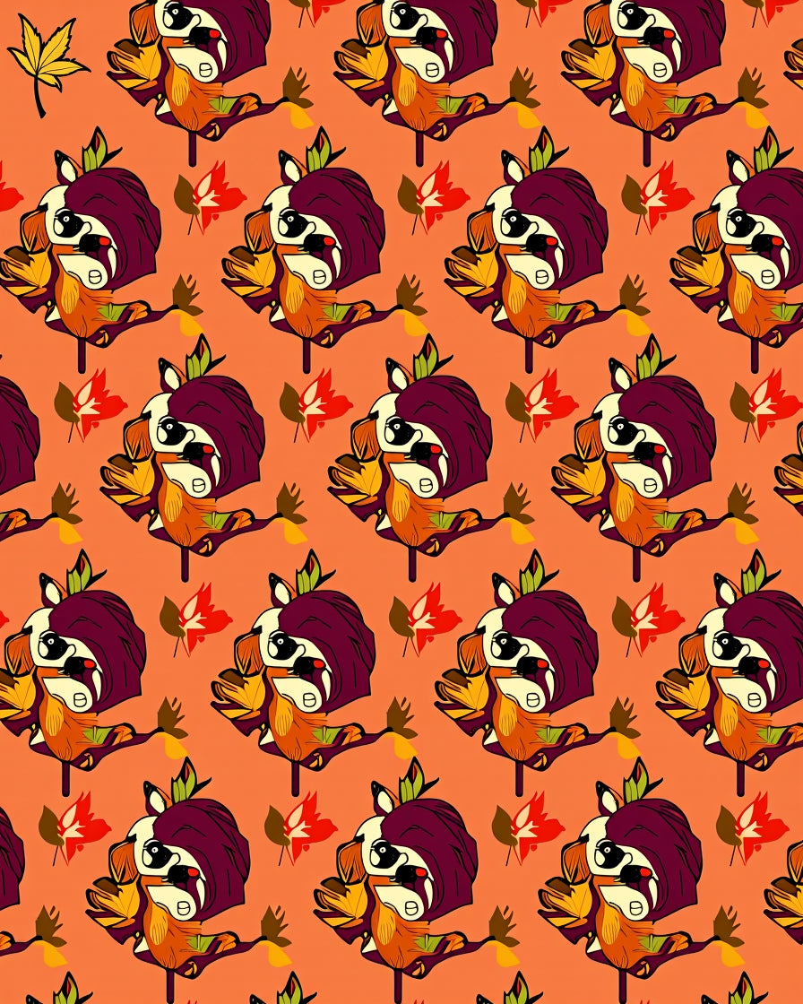 Whimsical Fall Creature Autumn Leaves Rug