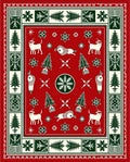 Red Cream Forest Whimsical Animal Rug