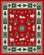 Red Cream Forest Whimsical Animal Rug