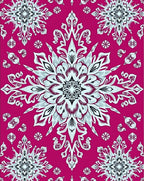 Fuchsia Mandala Snowflake Floral Accent Rug