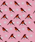 Pink Robin Snowflakes Repeat Rug