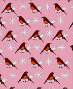 Pink Robin Snowflakes Repeat Rug