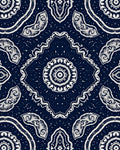 Deep Navy White Mandala Medallion Rug