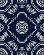 Deep Navy White Mandala Medallion Rug