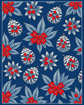 Bold Red Blue Floral Botanical Collage Rug