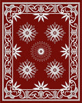 Ornate Scarlet Floral Arrangement Rug