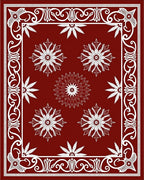 Ornate Scarlet Floral Arrangement Rug