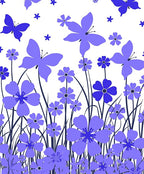 Violet Butterflies And Flowers Field Rug