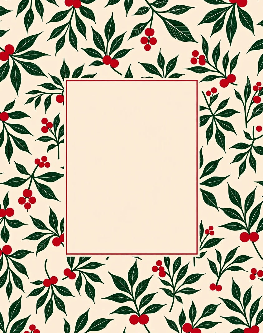 Crimson Berry Leafy Botanical Rug
