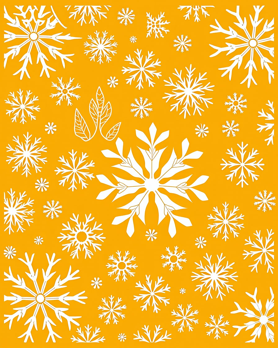 White Snowflakes on Orange Background Rug