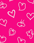 Vibrant White Heart Outline Pink Rug