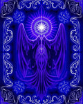 Vibrant Electric Blue Phoenix Symmetry Rug