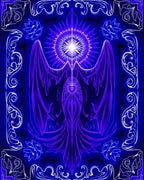 Vibrant Electric Blue Phoenix Symmetry Rug