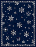 Deep Navy White Snowflake Scattered Rug