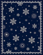 Deep Navy White Snowflake Scattered Rug