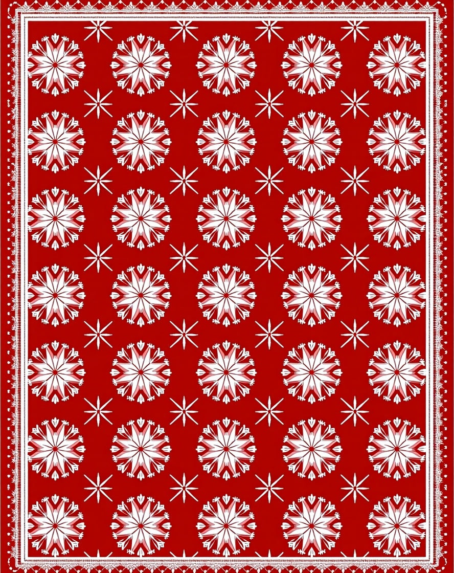 Crimson Red Starburst Medallion Rug