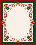 Festive Red Green Gold Floral Garland Rug