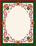 Festive Red Green Gold Floral Garland Rug