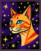 Orange Cat With Blue Eye Stars Rug