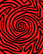Bold Red Swirl Maze Rug