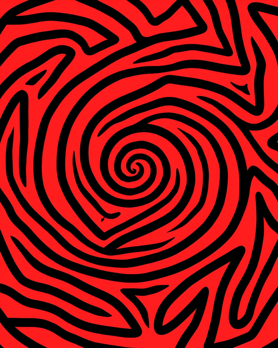 Bold Red Swirl Maze Rug