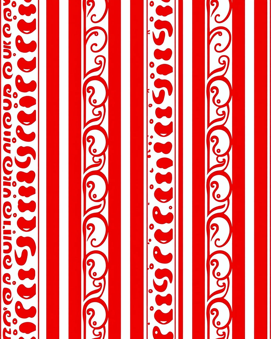 Red White Stripe Organic Border Rug