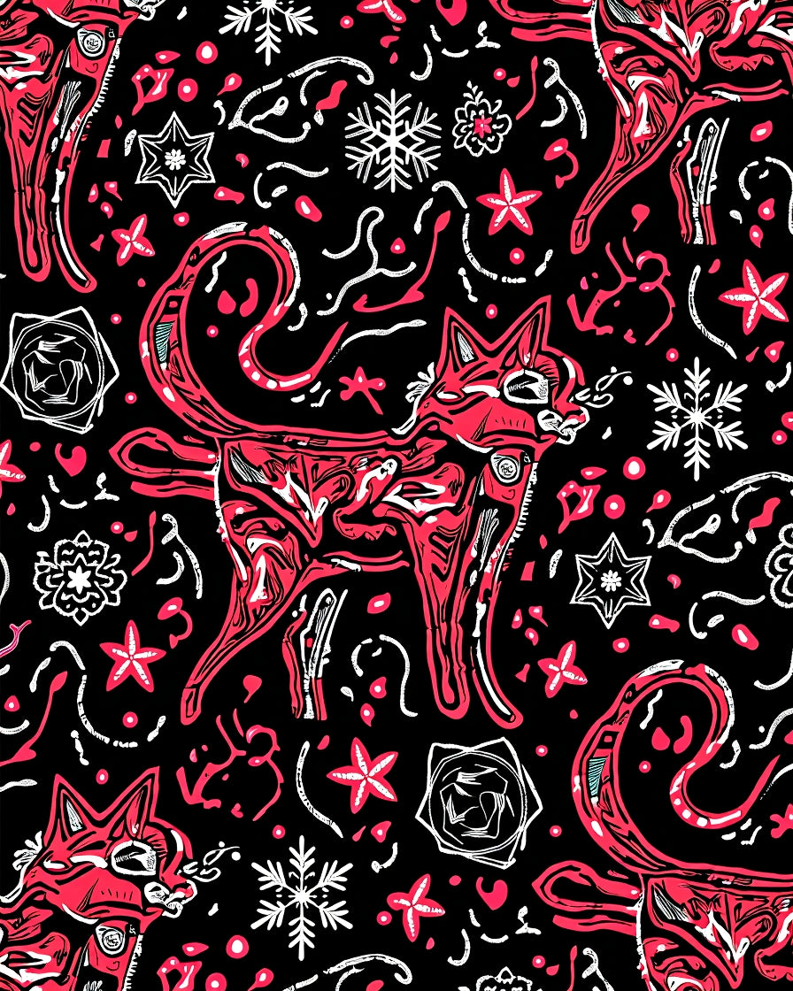 Pink Feline Snowflake Whimsy Rug