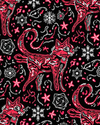 Pink Feline Snowflake Whimsy Rug