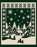 Forest Village Snowfall Starry Night Rug