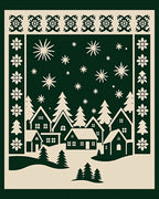 Forest Village Snowfall Starry Night Rug