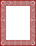 Crimson Interlocking Geometric Border Rug