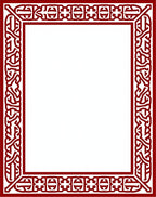 Crimson Interlocking Geometric Border Rug
