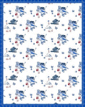 Blue White Bird Floral Repeat Rug