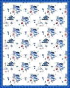 Blue White Bird Floral Repeat Rug