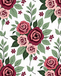 Burgundy Coral Pink Rose Garland Rug