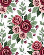 Burgundy Coral Pink Rose Garland Rug