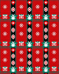 Red White Black Green Plaid Snowflakes Rug
