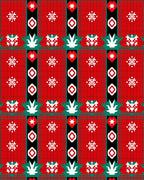 Red White Black Green Plaid Snowflakes Rug