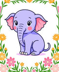 Lavender Elephant Floral Garden Accent Rug