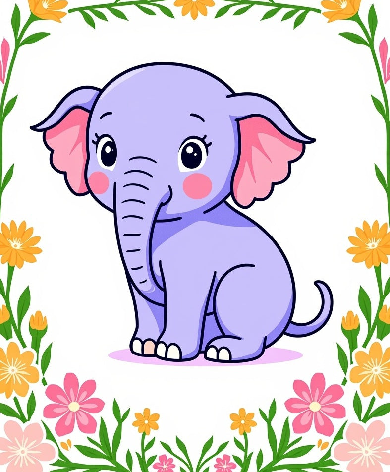 Lavender Elephant Floral Garden Accent Rug