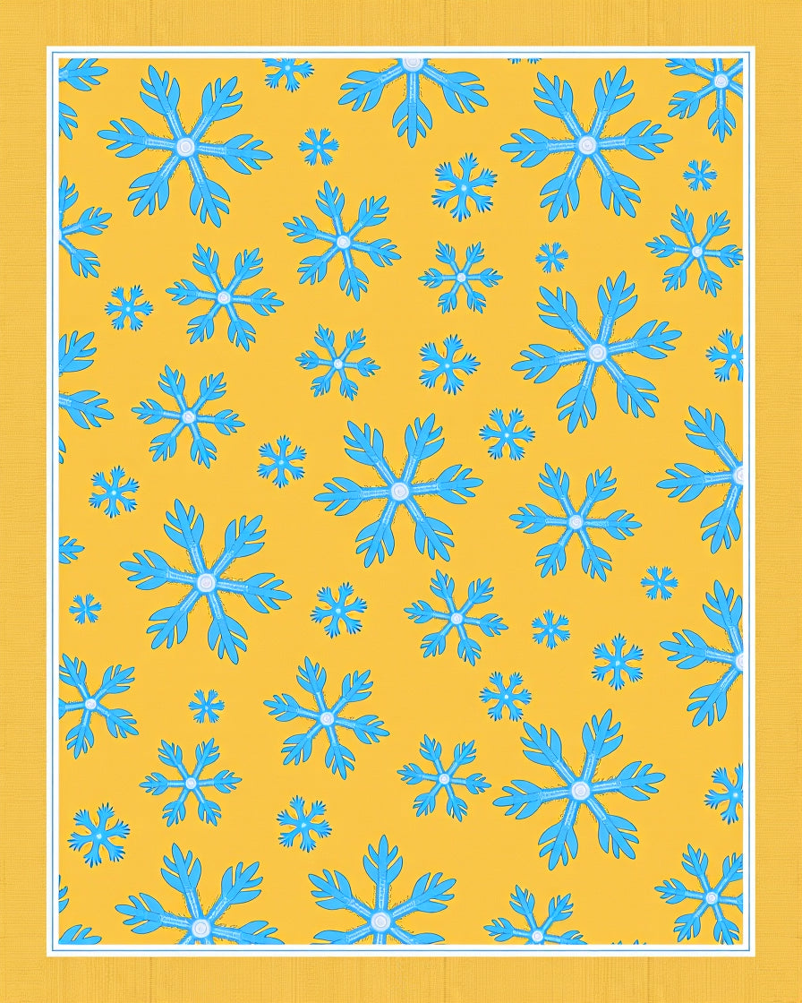 Blue Snowflake Scatter Yellow Background Rug