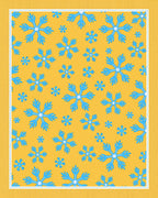 Blue Snowflake Scatter Yellow Background Rug