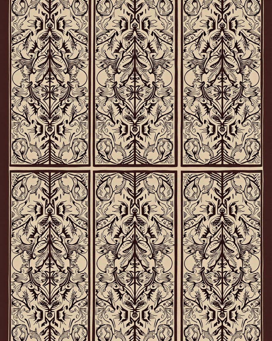 Antique Brown Filigree Panel Rug